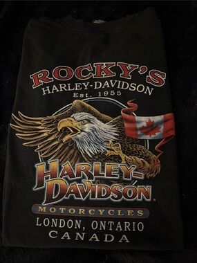 Harley-Davidson Black Tee with Red & White Canada Graphic